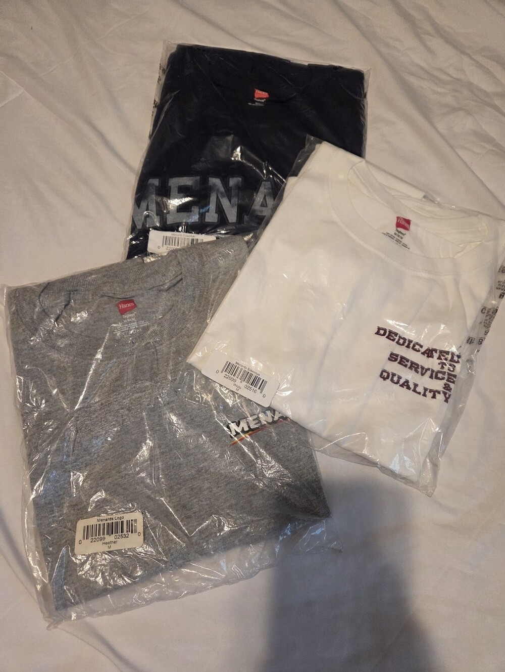 HANES Tagless Menards Tshirt Bundle Of 3, Size: M